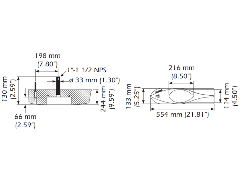 Simrad Lowrance B275LH-W 1-kW-Durchgangswandler Bronze Painestore