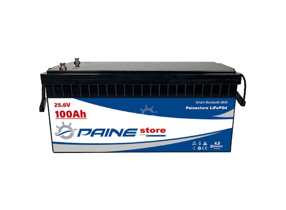Batería de litio inteligente LiFePO4 de 24 V y 100 Ah con BMS y Bluetooth Painestore