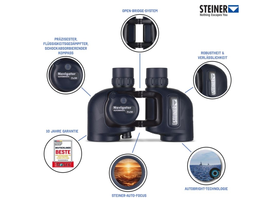 Jumelles Steiner Navigator Autobright 7X50c avec boussole  Painestore